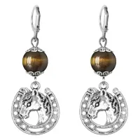 Серьги-амулеты Подкова (счастье), тигровый глаз SE-MKA31-31