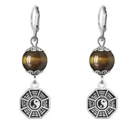 Серьги-амулеты Багуа (защита от негативной энергии), тигровый глаз SE-MKA31-34