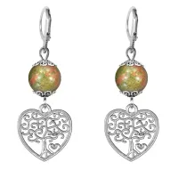 Серьги-амулеты Дерево любви (любовь, семья), унакит SE-MKA32-06