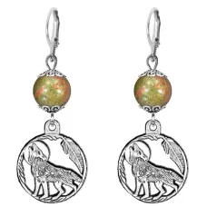 Серьги-амулеты Волк (защита, сила, победа), унакит SE-MKA32-07