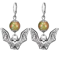 Серьги-амулеты Летучая мышь (защита, счастье, успех), унакит SE-MKA32-12