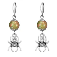 Серьги-амулеты Паук (защита, трудолюбие, достаток), унакит SE-MKA32-14