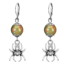 Серьги-амулеты Паук (защита, трудолюбие, достаток), унакит SE-MKA32-14