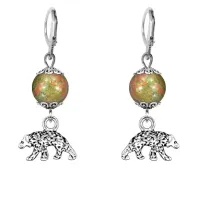 Серьги-амулеты Медведь (защита, сила, победа), унакит SE-MKA32-19