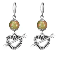Серьги-амулеты Сердце со стрелой (любовь), унакит SE-MKA32-22