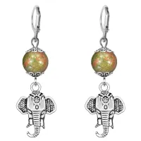 Серьги-амулеты Слон (мудрость, сила, долголетие), унакит SE-MKA32-26