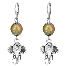 Серьги-амулеты Слон (мудрость, сила, долголетие), унакит SE-MKA32-26