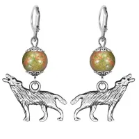 Серьги-амулеты Волк (защита, сила, победа), унакит SE-MKA32-28