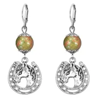 Серьги-амулеты Подкова (счастье), унакит SE-MKA32-31