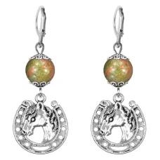 Серьги-амулеты Подкова (счастье), унакит SE-MKA32-31