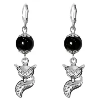 Серьги-амулеты Лиса (страсть, интуиция), черный агат SE-MKA33-03