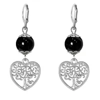 Серьги-амулеты Дерево любви (любовь, семья), черный агат SE-MKA33-06