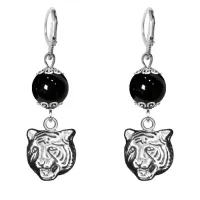 Серьги-амулеты Тигр (защита, сила, победа), черный агат SE-MKA33-10