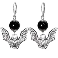 Серьги-амулеты Летучая мышь (защита, счастье, успех), черный агат SE-MKA33-12