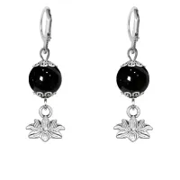 Серьги-амулеты Лотос (гармония и развитие), черный агат SE-MKA33-15
