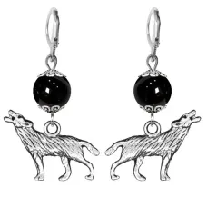 Серьги-амулеты Волк (защита, сила, победа), черный агат SE-MKA33-28