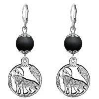 Серьги-амулеты Волк (защита, сила, победа), шунгит SE-MKA34-07