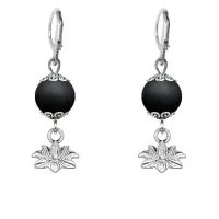 Серьги-амулеты Лотос (гармония и развитие), шунгит SE-MKA34-15