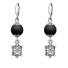 Серьги-амулеты Черепаха (здоровье и долголетие), шунгит SE-MKA34-16