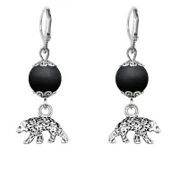 Серьги-амулеты Медведь (защита, сила, победа), шунгит SE-MKA34-19