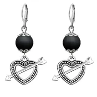 Серьги-амулеты Сердце со стрелой (любовь), шунгит SE-MKA34-22