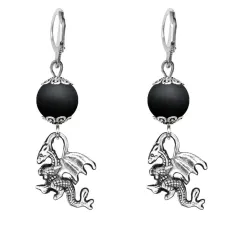 Серьги-амулеты Дракон (удача, могущество, успех), шунгит SE-MKA34-25