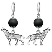 Серьги-амулеты Волк (защита, сила, победа), шунгит SE-MKA34-28