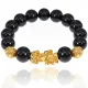 Браслет Пи Щу 12мм, черно-золотой BS404-1