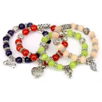 Браслет из камня Кошачий глаз, цвет и подвески в ассорт. BJBS-095