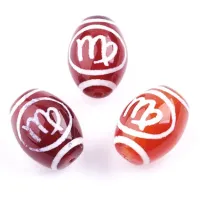 Бусина Дзи Знаки Зодиака - Дева 14х10мм, натуральный агат