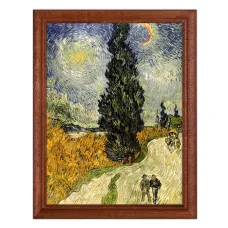 Постер в рамке 17х22см Винсент Ван Гог - Дорога с кипарисами и звездой (1890) POSV-0143
