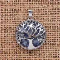 Кулон Дерево d.2,7см с камнем Содалит оптом BJK083-08