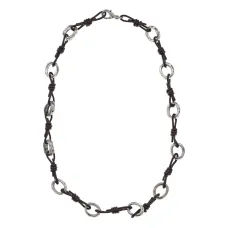 Колье, 45см, цвет коричневый/серебряный UG256-01