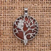 Кулон Дерево d.2,7см с камнем Коричневый авантюрин оптом BJK083-09