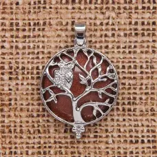 Кулон Дерево d.2,7см с камнем Коричневый авантюрин оптом BJK083-09