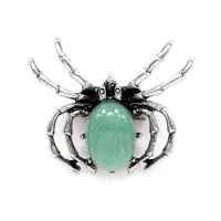 Брошь - кулон Паук 41х33мм с камнем Нефрит оптом BR037-05