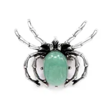 Брошь - кулон Паук 41х33мм с камнем Нефрит оптом BR037-05