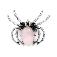 Брошь-кулон Паук 41х33мм с камнем Розовый кварц BR037-06