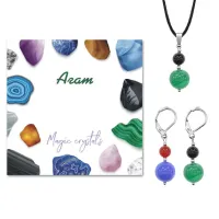 Комплект серьги и кулон Агат KOM01-03