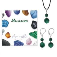 Комплект серьги и кулон Малахит KOM01-15