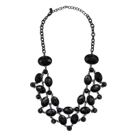 Колье с черными кристаллами, 50см UG265
