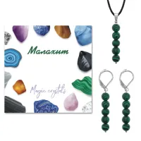 Комплект серьги и кулон Малахит KOM02-15