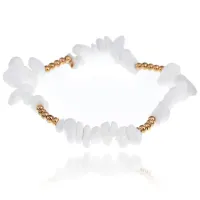 Браслет с камнями на резинке, цвет белый BS403