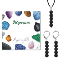 Комплект серьги и кулон Шунгит KOM02-23