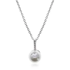 Кулон с жемчугом и стразами, 10х7,5мм UG277