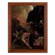 Постер в рамке 17х22см Иероним Босх - Река в ад, фрагмент (1505) POSV-0164