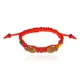 Браслет из красной нити Две рыбы с цветными бусинами BS053-1