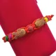 Браслет из красной нити Две рыбы с цветными бусинами BS053-1