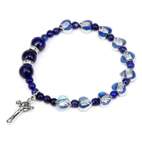 Христианский браслет с распятием, лазурит BS229