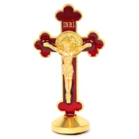 Распятие 8х4,5см на самоклеящейся ножке, цвет красный ST001-1